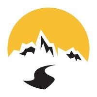 chemin de la nature avec montagne colline coucher de soleil logo vecteur symbole icône conception illustration graphique