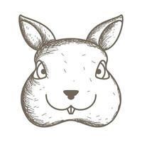 graver animal animaux de compagnie tête lapin sourire logo symbole vecteur icône illustration design