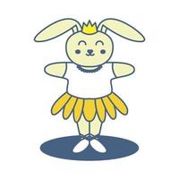 lapin ou lapin ou animal de compagnie en tant que danseur illustration vectorielle de logo de dessin animé mignon vecteur