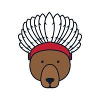 Tête d'ours mignon comme conception d'illustration vectorielle logo indien vecteur