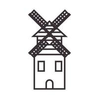 moulin à vent hollandais lignes culture logo vecteur symbole icône conception illustration
