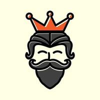 vieil homme barbe moustache avec couronne vintage ligne logo vecteur icône illustration design