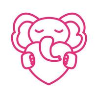 éléphant enfants câlin amour ou coeur dessin animé mignon logo icône illustration vectorielle vecteur