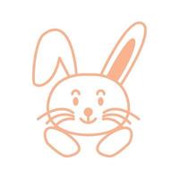 lapin ou lapin ou lièvre dessin animé mignon ligne tête sourire logo icône illustration vectorielle vecteur