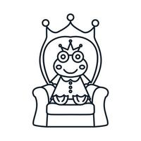 grenouille ou crapaud avec couronne ligne mignon dessin animé logo icône illustration vectorielle vecteur