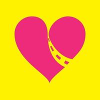 amour rose avec chemin ou route logo design vecteur icône symbole illustration