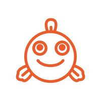 mignon dessin animé poisson tête sourire ligne orange logo vecteur icône illustration design