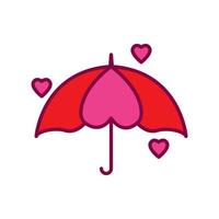 parapluie avec forme de coeur logo vecteur icône symbole conception graphique illustration