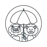 lion avec parapluie logo icône illustration vectorielle vecteur