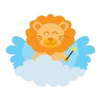 lion avec des ailes dessin animé mignon logo moderne icône illustration vectorielle vecteur