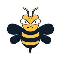 abeille en colère miel enfants dessin animé mignon logo illustration vectorielle conception vecteur