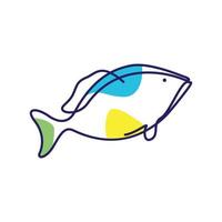 fruits de mer poisson dessin au trait moderne coloré logo design vecteur icône symbole illustration