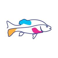 poisson de mer saumon ligne logo coloré symbole vecteur icône illustration de conception