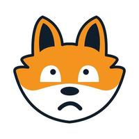 illustration dessin animé tête de renard visage triste logo icône vecteur