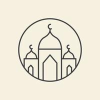 mosquée ligne cercle simple musulman logo symbole icône vecteur conception graphique illustration