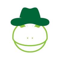 visage mignon grenouille avec chapeau logo design vecteur symbole graphique icône signe illustration idée créative