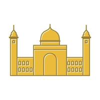 grand bâtiment architecture mosquée dôme ligne or simple logo vecteur icône illustration design