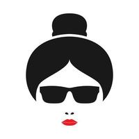 femme japon cool avec lunettes de soleil logo design vecteur symbole graphique icône signe illustration idée créative