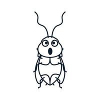 animal insecte cafard lignes simples dessin animé mignon logo vecteur icône illustration design