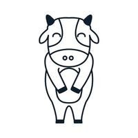 contour de ligne vache ou bétail ou vaches laitières mignon dessin animé logo vecteur icône illustration