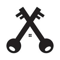 clé croisée avec la maison logo symbole icône illustration de conception graphique vectorielle vecteur