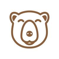 visage heureux sourire dessin animé ours ligne logo symbole icône vecteur conception graphique illustration idée créatif