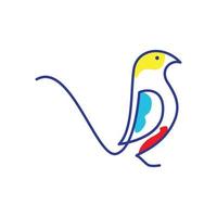 dessin au trait abstrait couleur oiseau pie logo design vecteur icône symbole illustration