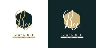 bg création de logo initial avec style d'écriture manuscrite. logo ou symbole de signature bg pour le mariage, la mode, les bijoux, la boutique, l'identité botanique, florale et commerciale vecteur