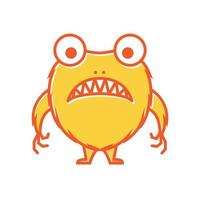 mignon dessin animé monstre heureux jaune orange couleur moderne logo vecteur icône illustration design