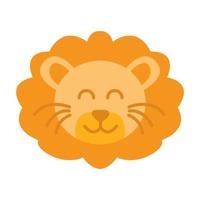 tête de lion visage sourire dessin animé mignon logo icône illustration vectorielle vecteur