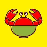 lignes de crabes de fruits de mer sur bol logo design vecteur icône symbole illustration