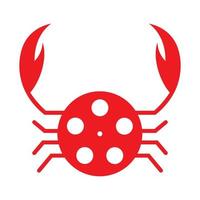 crabe rouge avec film film logo design vecteur symbole graphique icône signe illustration idée créative