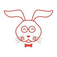 tête de lapin avec ligne de cravate logo symbole vecteur icône illustration graphisme