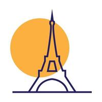 lignes tour eiffel avec coucher de soleil logo vecteur icône illustration design