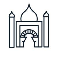 mosquée islamique porte ligne contour logo vecteur icône illustration