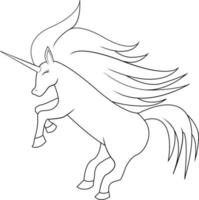 joli contour de licorne dessiné à la main vecteur