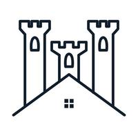 château avec maison ou maison ligne contour logo vecteur icône illustration