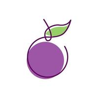 lignes de fruits art coloré violet prune logo design vecteur symbole icône illustration