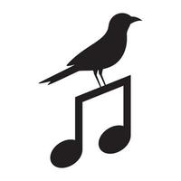 notes musique et oiseau logo vecteur icône illustration design