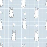pépinière modèle sans couture lapin blanc sur fond de grille carrée utilisé pour les impressions, papier peint, textiles illustration vectorielle vecteur