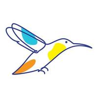 lignes art abstrait couleur oiseau colibri logo design vecteur icône symbole illustration