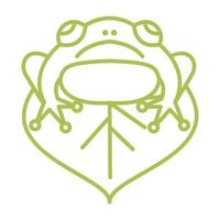 lignes simples grenouille sur feuille vert logo vecteur icône symbole conception graphique illustration