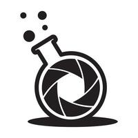 flacon de laboratoire avec caméra logo symbole vecteur icône illustration graphisme
