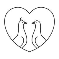 dates colombe avec amour lignes logo symbole vecteur icône illustration graphisme