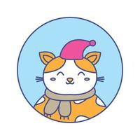 chat ou minou ou chaton sourire froid mignon dessin animé logo illustration vectorielle vecteur