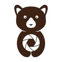 mignon animal miel ours avec caméra logo symbole icône illustration de conception graphique vectorielle vecteur