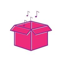 boîte en carton avec note de musique logo coloré symbole icône vecteur conception graphique illustration idée créative