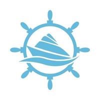 conception d'icône vectorielle logo simple bleu volant de navire vecteur