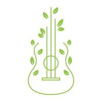 lignes guitare feuille nature logo vecteur icône illustration design