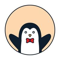 bébé pingouin sur cercle sourire mignon dessin animé logo illustration vectorielle vecteur